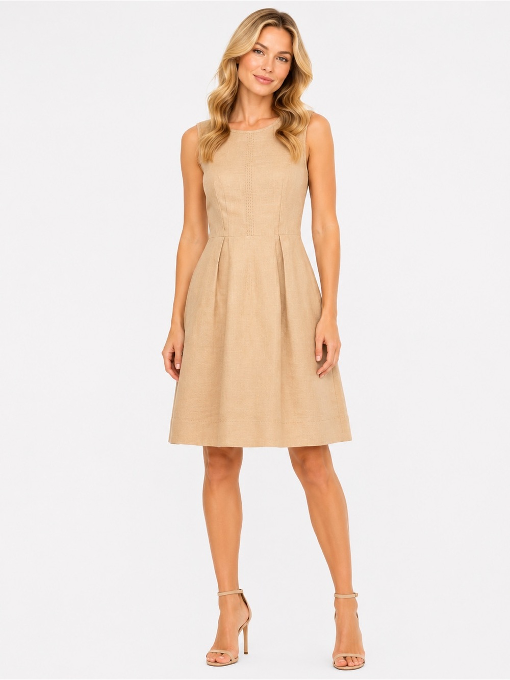 Stella McCartney 2009 Hemp Shift Size US 8/ 38 Sleeveless Beige A-Line Dress